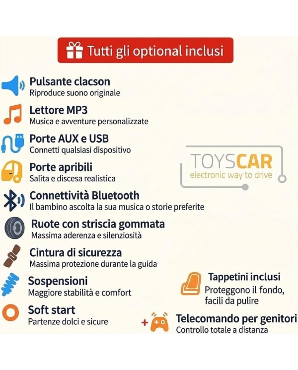 Auto Elettrica Bambini Ford Raptor 12V con Telecomando Porte Apribili, Bluetooth Luci LED e TAPPETINI Inclusi (Rossa)|Toys Car