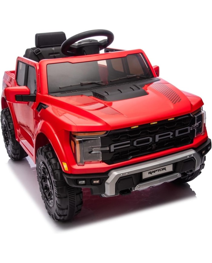 Auto Elettrica Bambini Ford Raptor 12V con Telecomando Porte Apribili, Bluetooth Luci LED e TAPPETINI Inclusi (Rossa)