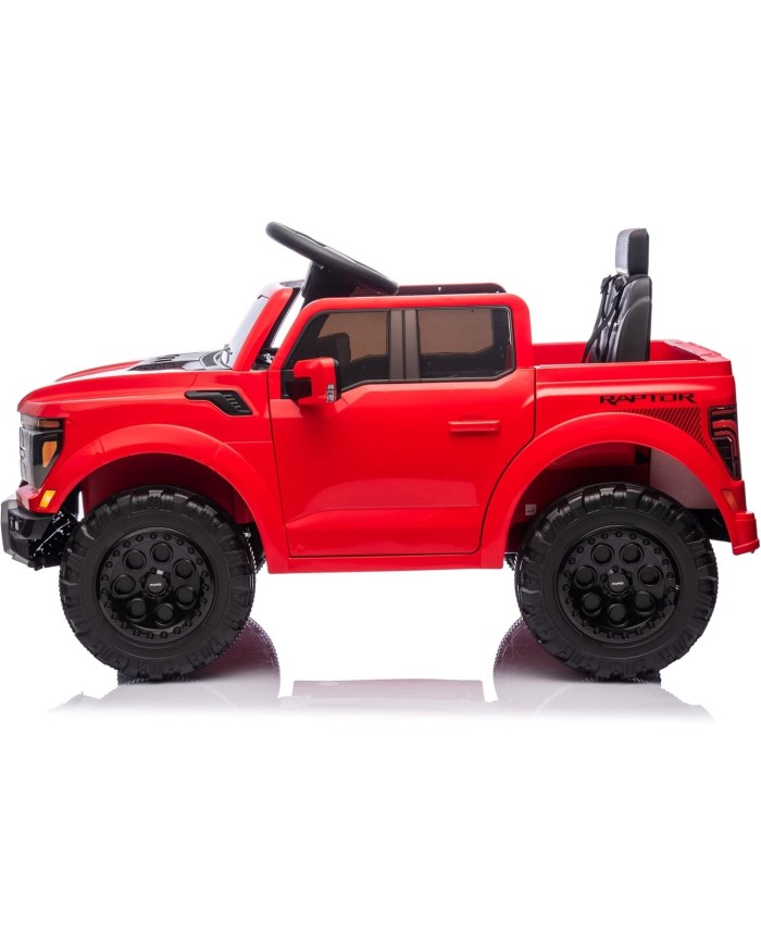 Auto Elettrica Bambini Ford Raptor 12V con Telecomando Porte Apribili, Bluetooth Luci LED e TAPPETINI Inclusi (Rossa)