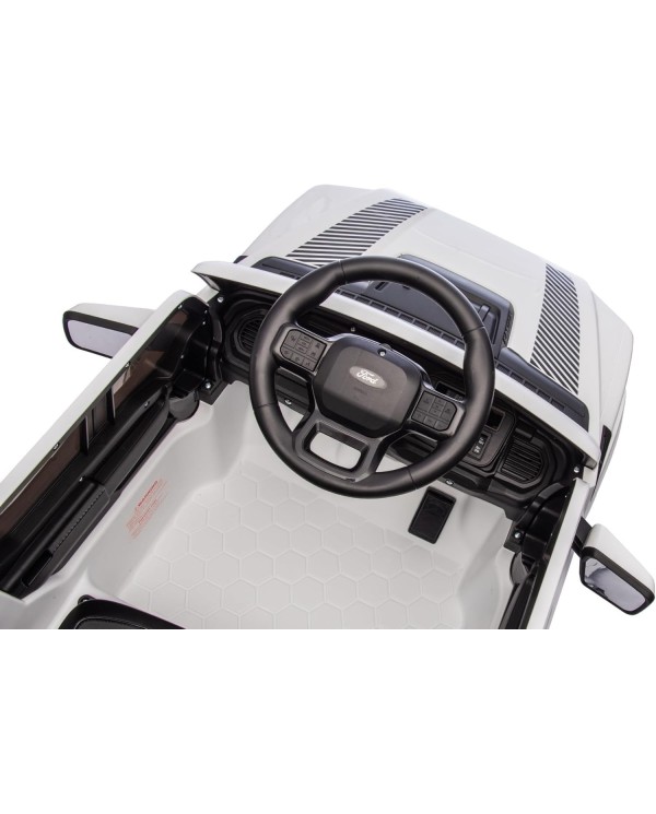 Auto Elettrica Bambini Ford Raptor 12V con Telecomando Porte Apribili, Bluetooth Luci LED e TAPPETINI Inclusi (Bianca)|Toys Car