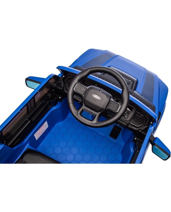 Auto Elettrica Bambini Ford Raptor 12V con Telecomando Porte Apribili, Bluetooth Luci LED e TAPPETINI Inclusi (Blue)