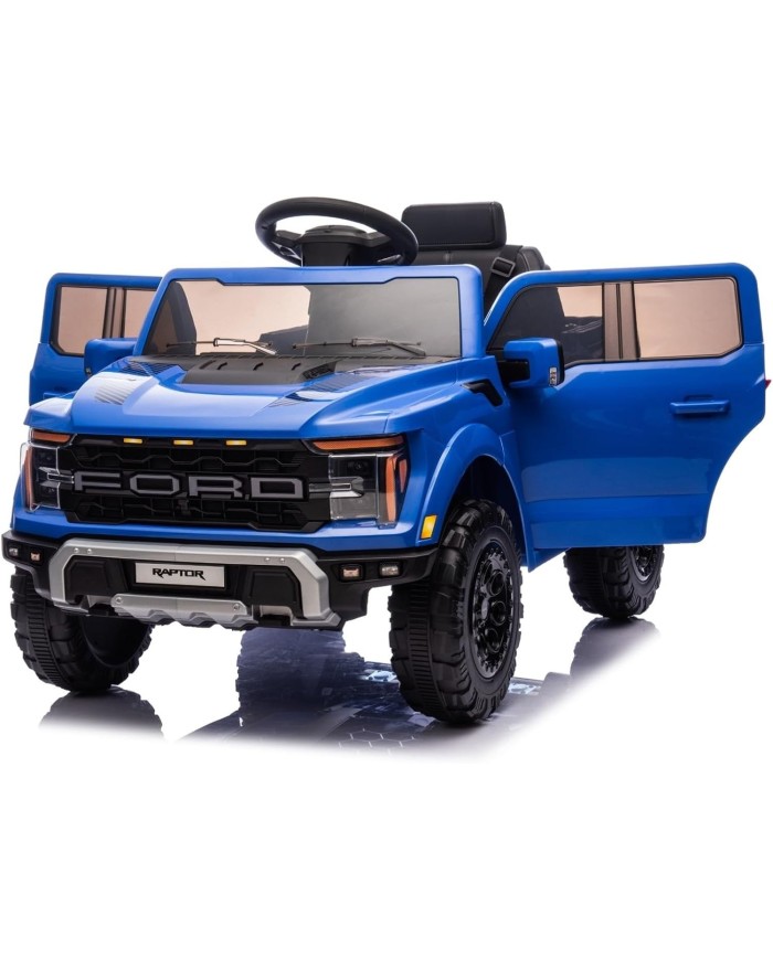 Auto Elettrica Bambini Ford Raptor 12V con Telecomando Porte Apribili, Bluetooth Luci LED e TAPPETINI Inclusi (Blue)