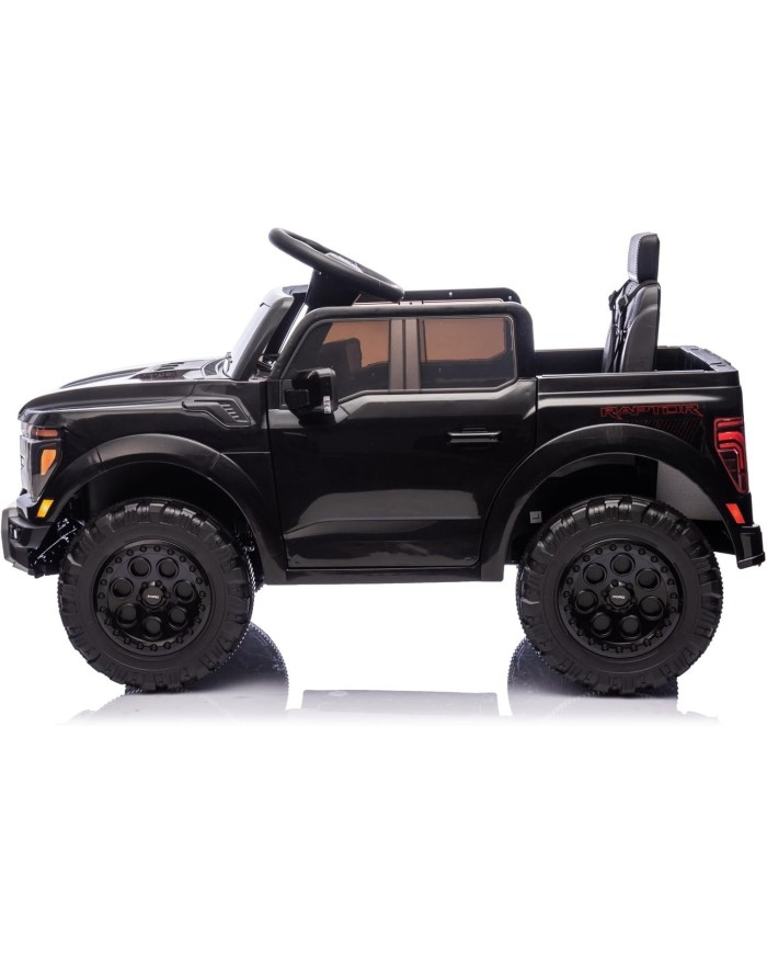 Auto Elettrica Bambini Ford Raptor 12V con Telecomando Porte Apribili, Bluetooth Luci LED e TAPPETINI Inclusi (Black)