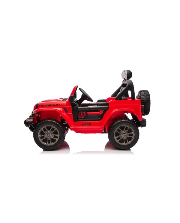 Auto Macchina Elettrica NEW Jeep Wrangler Rubicon 12V per Bambini porte apribili Con telecomando Full accessori Tappetini Rossa