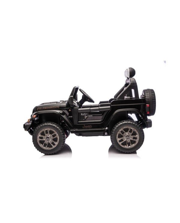 Auto Macchina Elettrica NEW Jeep Wrangler Rubicon 12V per Bambini porte apribili Con telecomando Full accessori Tappetini Nera