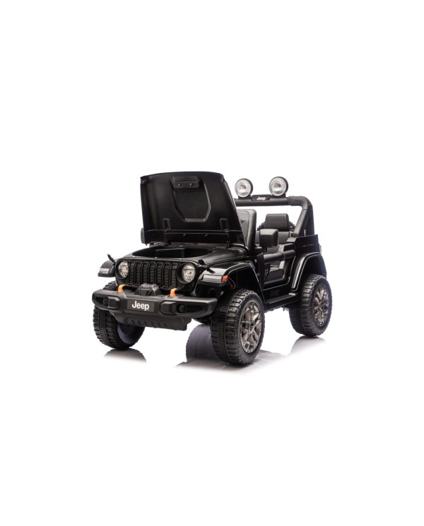 Auto Macchina Elettrica NEW Jeep Wrangler Rubicon 12V per Bambini porte apribili Con telecomando Full accessori Tappetini Nera