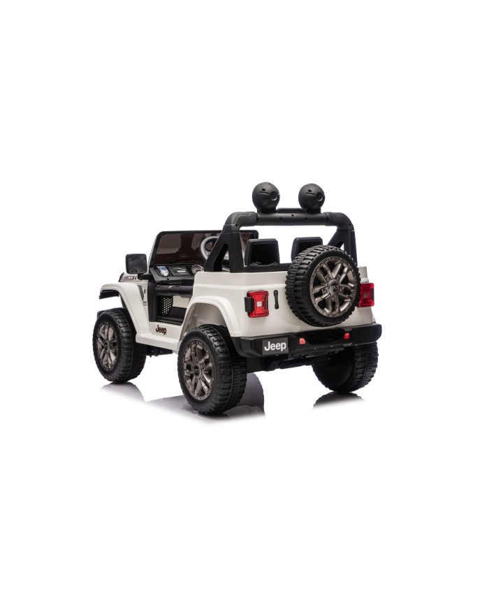 Auto Macchina Elettrica NEW Jeep Wrangler Rubicon 12V per Bambini porte apribili Con telecomando Full accessori Tappetini Bianca