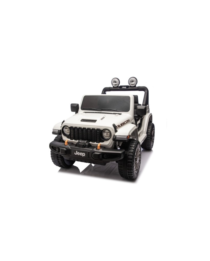 Auto Macchina Elettrica NEW Jeep Wrangler Rubicon 12V per Bambini porte apribili Con telecomando Full accessori Tappetini Bianca