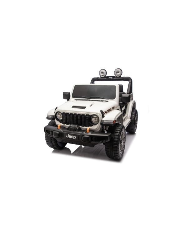 Auto Macchina Elettrica NEW Jeep Wrangler Rubicon 12V per Bambini porte apribili Con telecomando Full accessori Tappetini Bianca