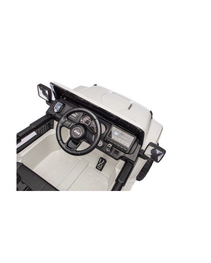 Auto Macchina Elettrica NEW Jeep Wrangler Rubicon 12V per Bambini porte apribili Con telecomando Full accessori Tappetini Bianca