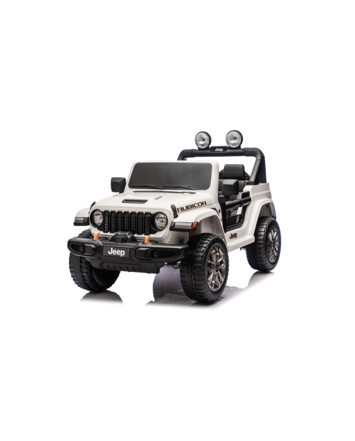 Auto Macchina Elettrica NEW Jeep Wrangler Rubicon 12V per Bambini porte apribili Con telecomando Full accessori Tappetini Bianca