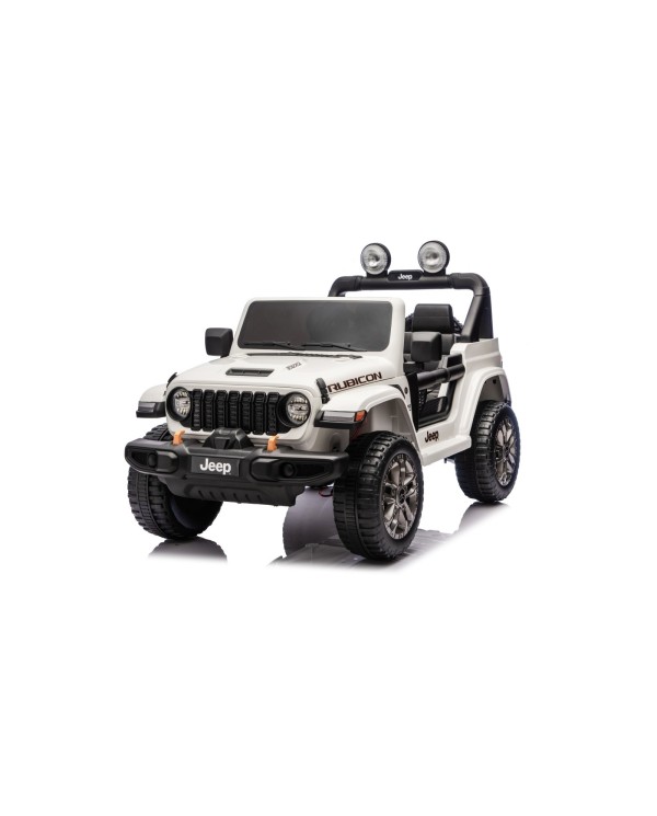 Auto Macchina Elettrica NEW Jeep Wrangler Rubicon 12V per Bambini porte apribili Con telecomando Full accessori Tappetini Bianca