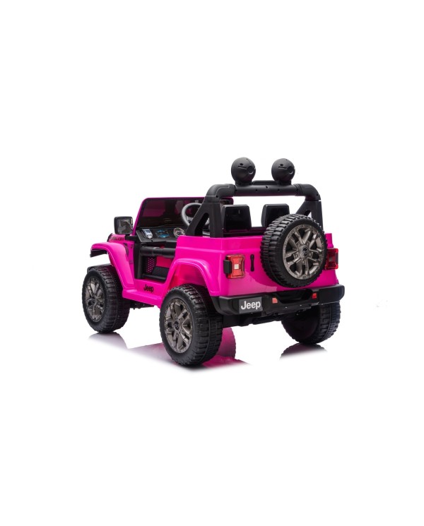 Auto Macchina Elettrica NEW Jeep Wrangler Rubicon 12V per Bambini porte apribili Con telecomando Full accessori Tappetini Rosa