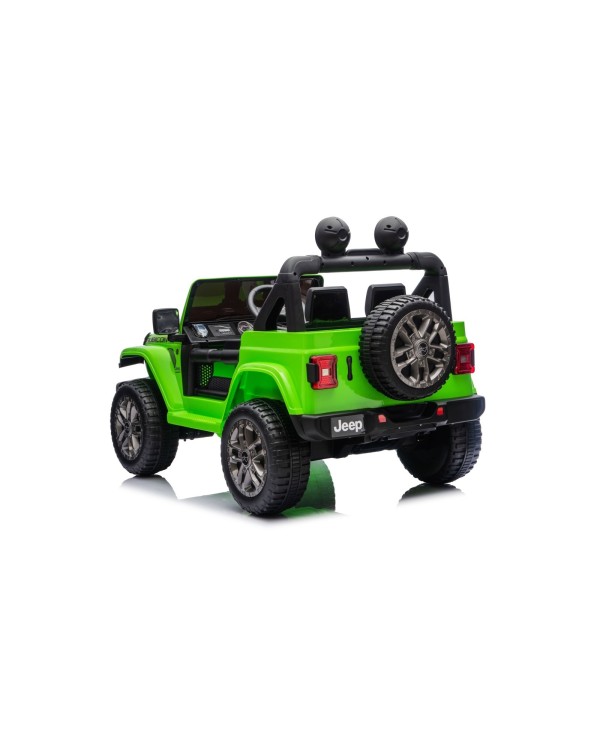 Auto Macchina Elettrica NEW Jeep Wrangler Rubicon 12V per Bambini porte apribili Con telecomando Full accessori Tappetini Verde
