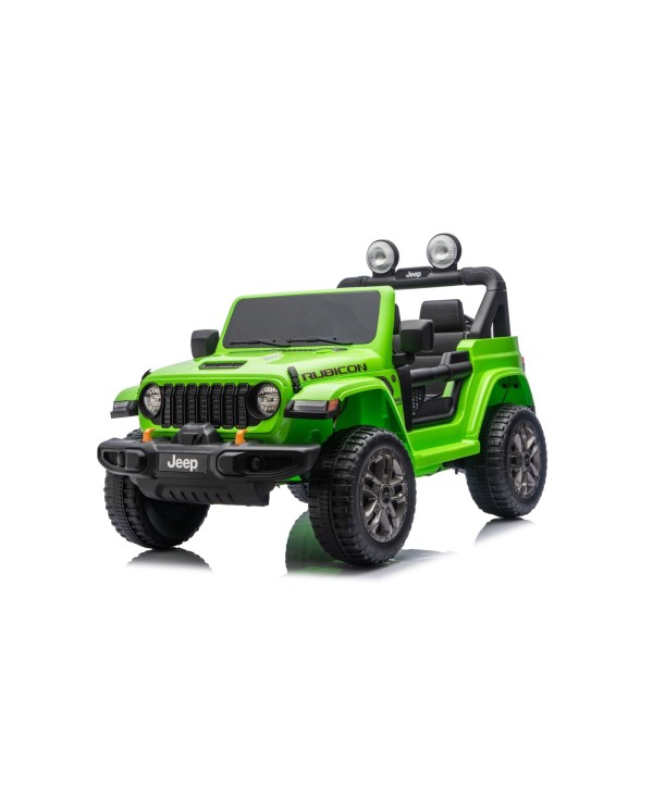 Auto Macchina Elettrica NEW Jeep Wrangler Rubicon 12V per Bambini porte apribili Con telecomando Full accessori Tappetini Verde