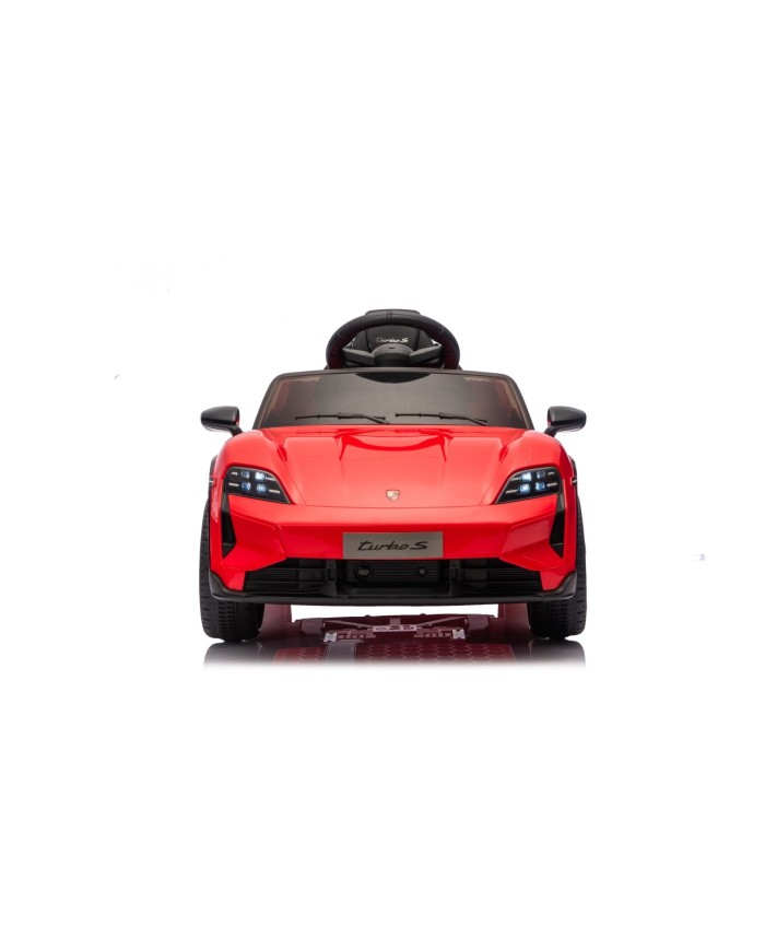 Auto Elettrica Bambini 12V Porsche Taycan Turbo S con Telecomando Porte Apribili, Bluetooth Luci LED e Tappetini Rossa