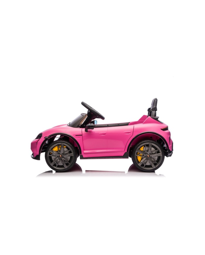 Auto Elettrica Bambini 12V Porsche Taycan Turbo S con Telecomando Porte Apribili, Bluetooth Luci LED e Tappetini Rosa