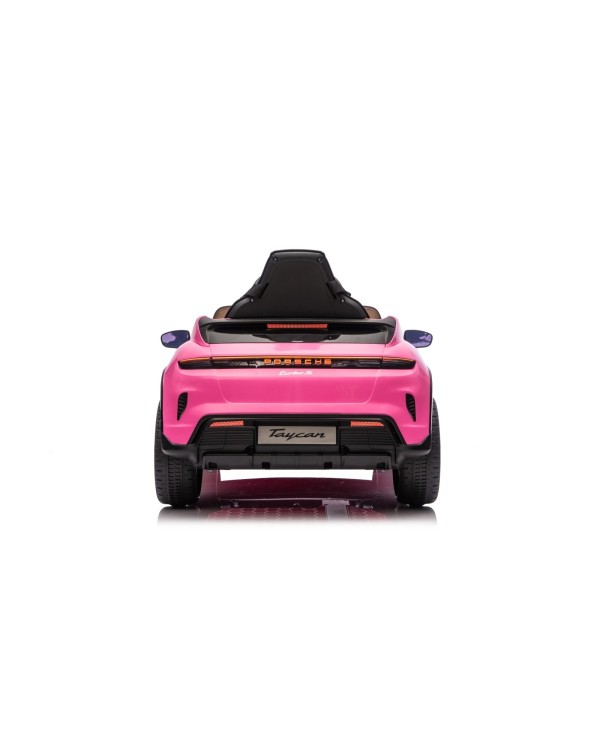 Auto Elettrica Bambini 12V Porsche Taycan Turbo S con Telecomando Porte Apribili, Bluetooth Luci LED e Tappetini Rosa