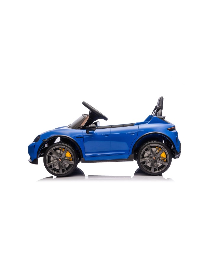 Auto Elettrica Bambini 12V Porsche Taycan Turbo S con Telecomando Porte Apribili, Bluetooth Luci LED e Tappetini Blu