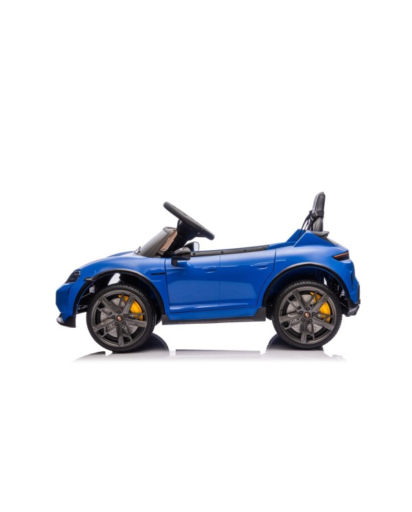 Auto Elettrica Bambini 12V Porsche Taycan Turbo S con Telecomando Porte Apribili, Bluetooth Luci LED e Tappetini Blu