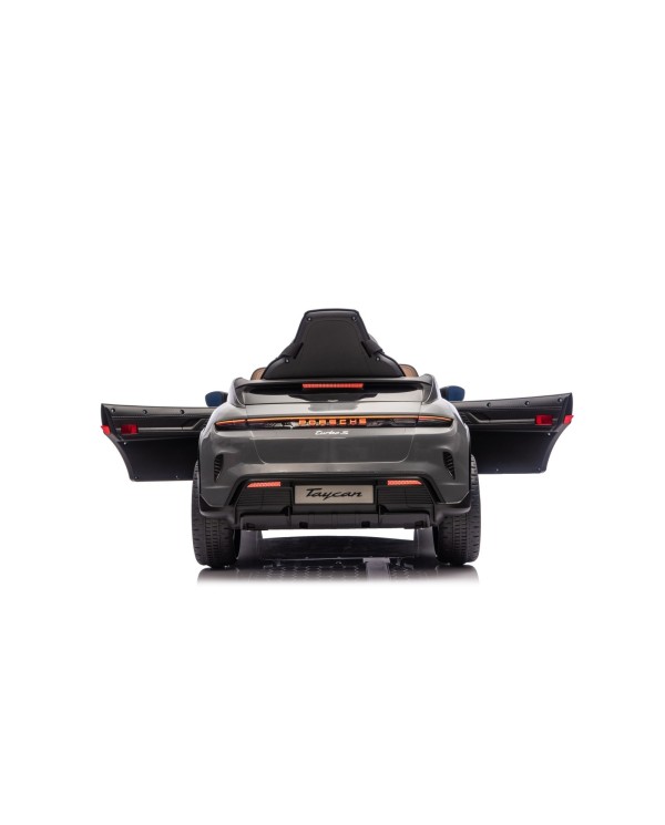 Auto Elettrica Bambini 12V Porsche Taycan Turbo S con Telecomando Porte Apribili, Bluetooth Luci LED e Tappetini Nera