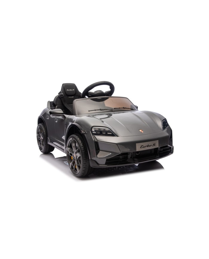 Auto Elettrica Bambini 12V Porsche Taycan Turbo S con Telecomando Porte Apribili, Bluetooth Luci LED e Tappetini Nera