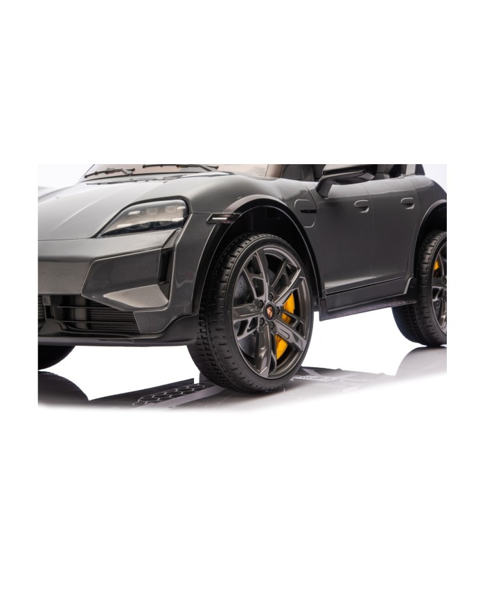 Auto Elettrica Bambini 12V Porsche Taycan Turbo S con Telecomando Porte Apribili, Bluetooth Luci LED e Tappetini Nera