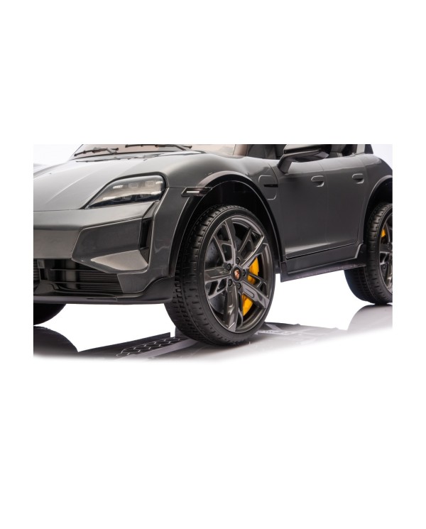 Auto Elettrica Bambini 12V Porsche Taycan Turbo S con Telecomando Porte Apribili, Bluetooth Luci LED e Tappetini Nera