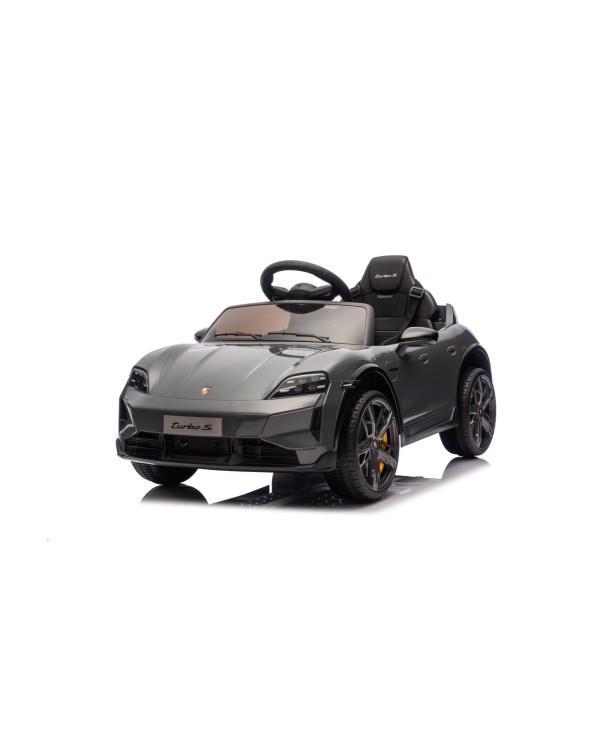 Auto Elettrica Bambini 12V Porsche Taycan Turbo S con Telecomando Porte Apribili, Bluetooth Luci LED e Tappetini Nera