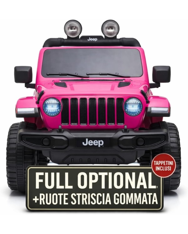 Auto Macchina Elettrica Jeep Wrangler Rubicon 12V per Bambini porte apribili Con telecomando Full accessori (Rosa)|Toys Car
