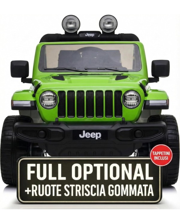 Auto Macchina Elettrica Jeep Wrangler Rubicon 12V per Bambini porte apribili Con telecomando Full accessori (Green)|Toys Car