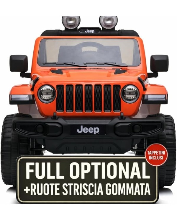 Auto Macchina Elettrica Jeep Wrangler Rubicon 12V per Bambini porte apribili Con telecomando Full accessori (Orange)|Toys Car