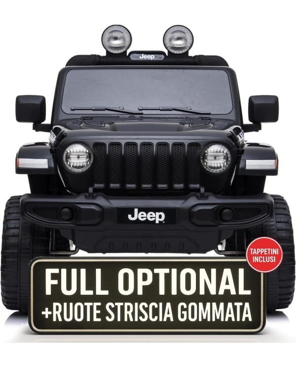 Auto Macchina Elettrica Jeep Wrangler Rubicon 12V per Bambini porte apribili Con telecomando Full accessori (Nera)|Toys Car