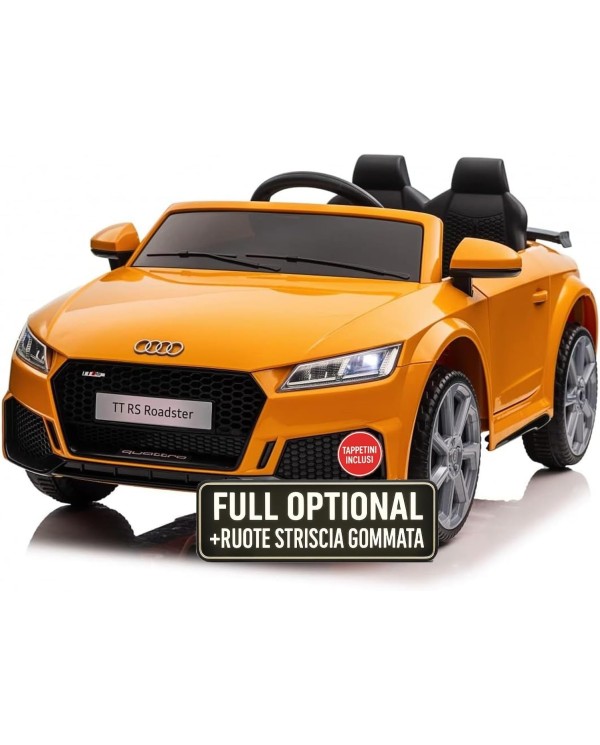Auto Macchina Elettrica per Bambini 12V Audi TT RS 6 Sedile Pelle con Telecomando Giallo|Toys Car