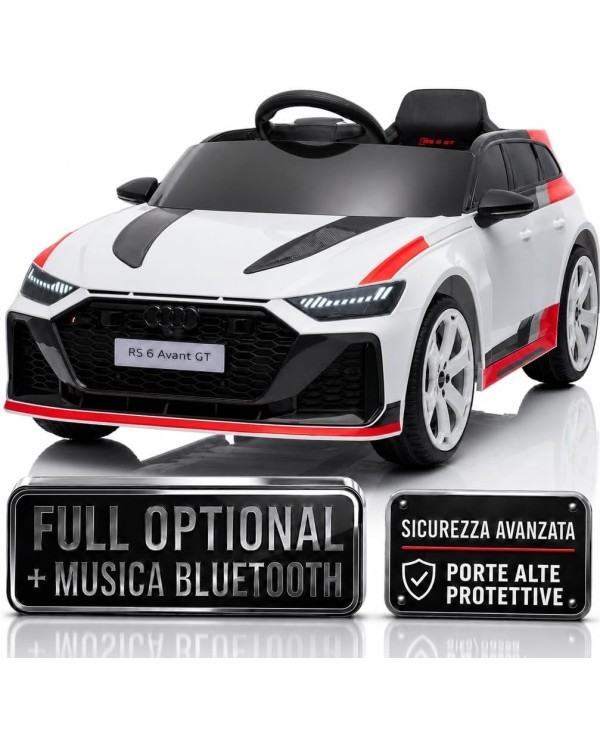 Auto Macchina Elettrica per Bambini 12V Audi RS6 Avant GT Luci LED Bluetooth MP3 Telecomando Porte Apribili|Toys Car