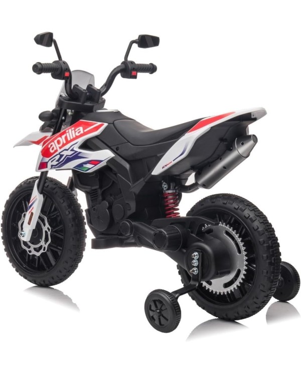 Moto Elettrica Bambini Aprilia RX 12V Cross SEDILI IN PELLE Luci Led BLUETOOTH Sospensioni A Molla|Toys Car