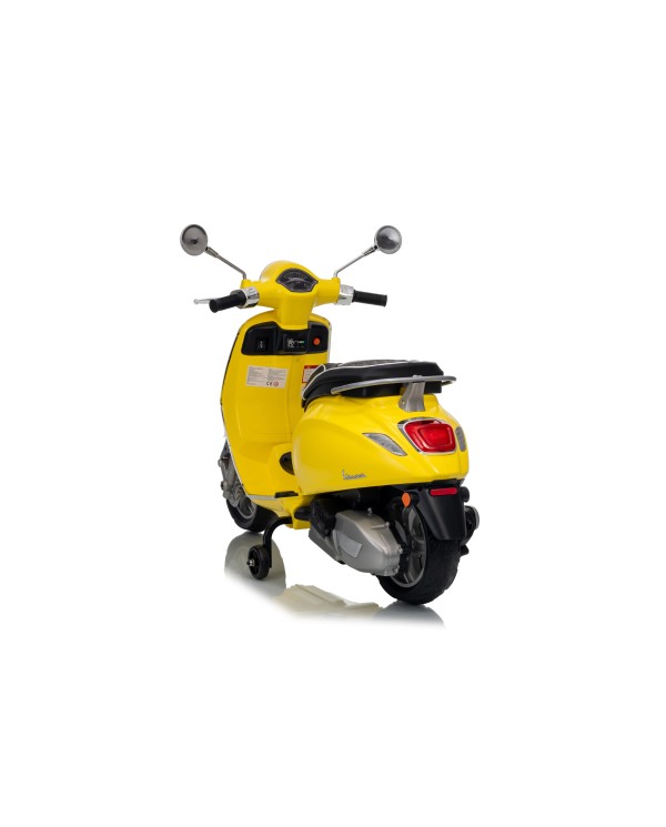 Vespa Primavera Elettrica per Bambini 12V Licenza Ufficiale Piaggio Sedile Pelle Luci LED suono Clacson Giallo Sole|Toys Car