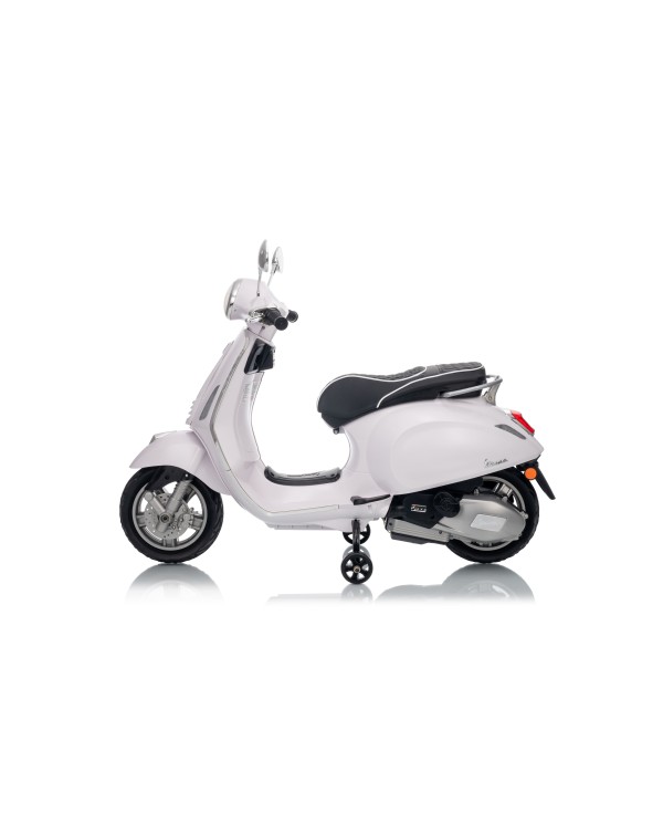Vespa Primavera Elettrica per Bambini 12V Licenza Ufficiale Piaggio Sedile Pelle Luci LED suono Clacson Bianco|Toys Car