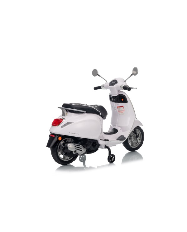 Vespa Primavera Elettrica per Bambini 12V Licenza Ufficiale Piaggio Sedile Pelle Luci LED suono Clacson Bianco|Toys Car