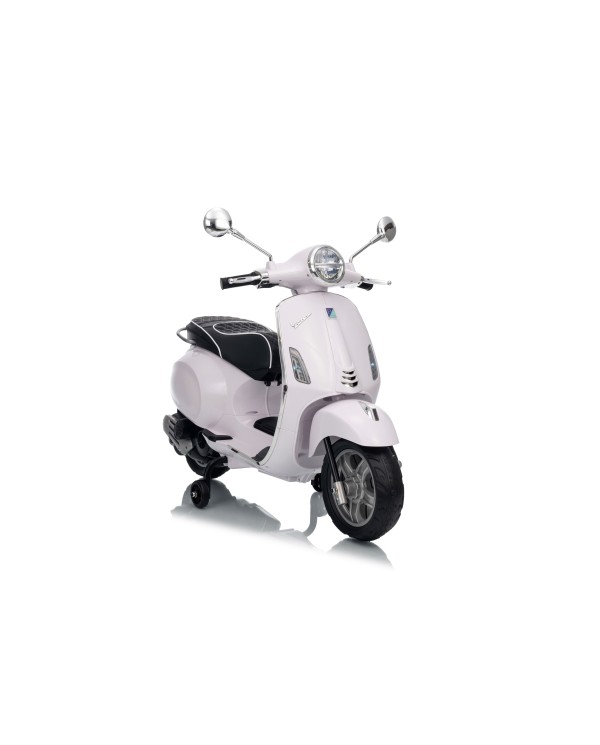 Vespa Primavera Elettrica per Bambini 12V Licenza Ufficiale Piaggio Sedile Pelle Luci LED suono Clacson Bianco|Toys Car