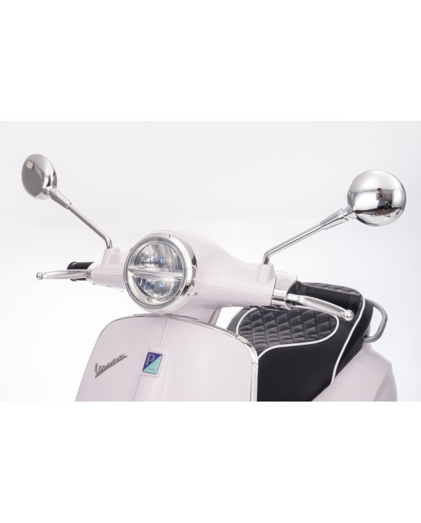 Vespa Primavera Elettrica per Bambini 12V Licenza Ufficiale Piaggio Sedile Pelle Luci LED suono Clacson Bianco|Toys Car
