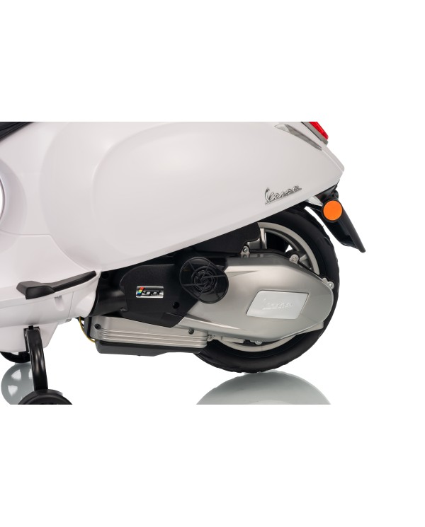 Vespa Primavera Elettrica per Bambini 12V Licenza Ufficiale Piaggio Sedile Pelle Luci LED suono Clacson Bianco|Toys Car