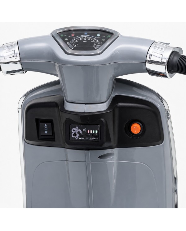 Vespa Primavera Elettrica per Bambini 12V Licenza Ufficiale Piaggio Sedile Pelle Luci LED suono Clacson Grigio|Toys Car
