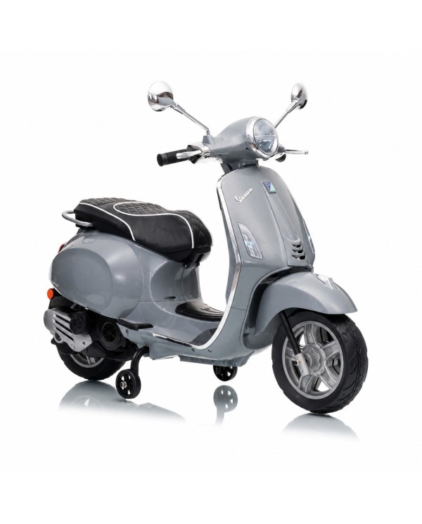Vespa Primavera Elettrica per Bambini 12V Licenza Ufficiale Piaggio Sedile Pelle Luci LED suono Clacson Grigio|Toys Car
