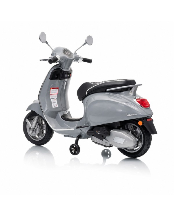Vespa Primavera Elettrica per Bambini 12V Licenza Ufficiale Piaggio Sedile Pelle Luci LED suono Clacson Grigio|Toys Car