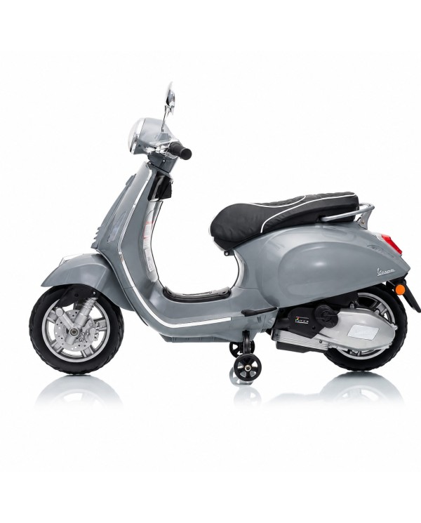 Vespa Primavera Elettrica per Bambini 12V Licenza Ufficiale Piaggio Sedile Pelle Luci LED suono Clacson Grigio|Toys Car