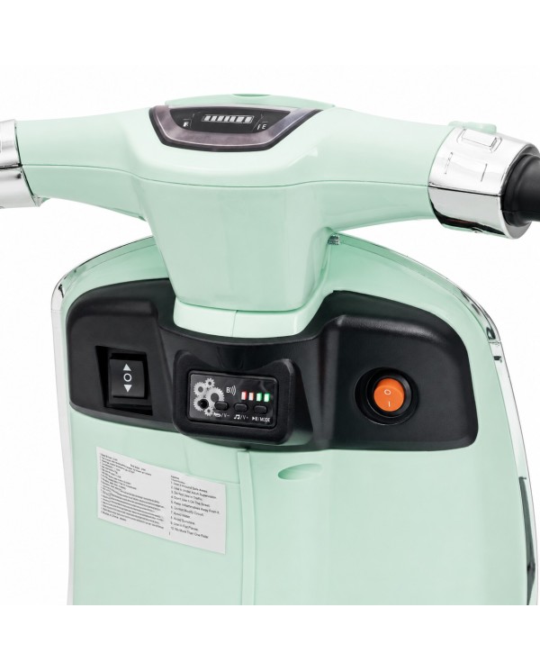 Vespa Primavera Elettrica per Bambini 12V Licenza Ufficiale Piaggio Sedile Pelle Luci LED suono Clacson VERDE MENTA|Toys Car