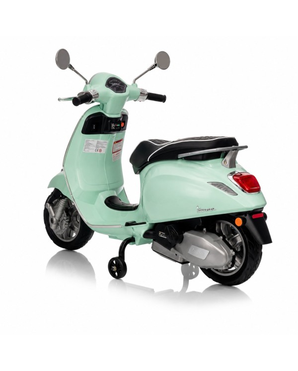 Vespa Primavera Elettrica per Bambini 12V Licenza Ufficiale Piaggio Sedile Pelle Luci LED suono Clacson VERDE MENTA|Toys Car