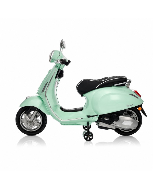 Vespa Primavera Elettrica per Bambini 12V Licenza Ufficiale Piaggio Sedile Pelle Luci LED suono Clacson VERDE MENTA|Toys Car