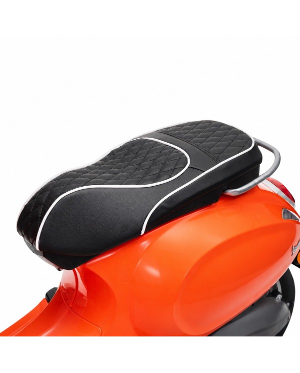 Moto Elettrica Vespa Primavera Elettrica per Bambini 12V Licenza Ufficiale Piaggio Sedile Pelle Luci LED suono Clacson Arancione|Toys Car